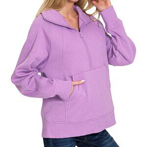 Half Zip Fleece Pullover w/ Kangaroo Pocket